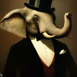 a renaissance painting of an elephant in a tuxedo
