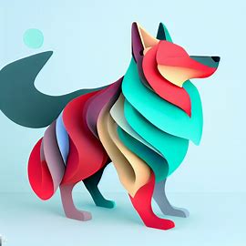 a wolf, minimalistic colorful organic forms.
