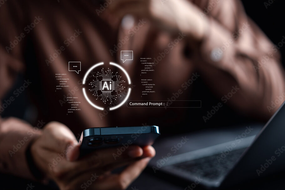 Businessman using chat bot intelligence Ai. Chat GPT with AI Artificial Intelligence, developed by OpenAI generate. Futuristic technology, robot in online system.