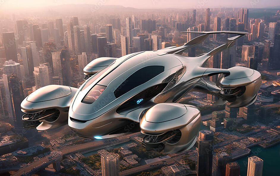 Flying cars.Innovative designs in drone-style futuristic concept cars create a perfect synergy between function and performance.   Generative AI