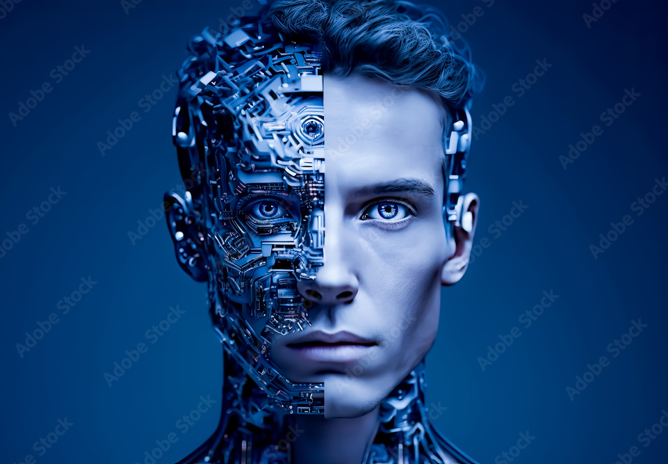  Artificial intelligence in the humanoid head. Artificial Intelligence, Robotics, Technology, Innovation, Science, Futuristic, Cyborg, Machine, Robotic, Future, Generative Ai, Digital, Concept.