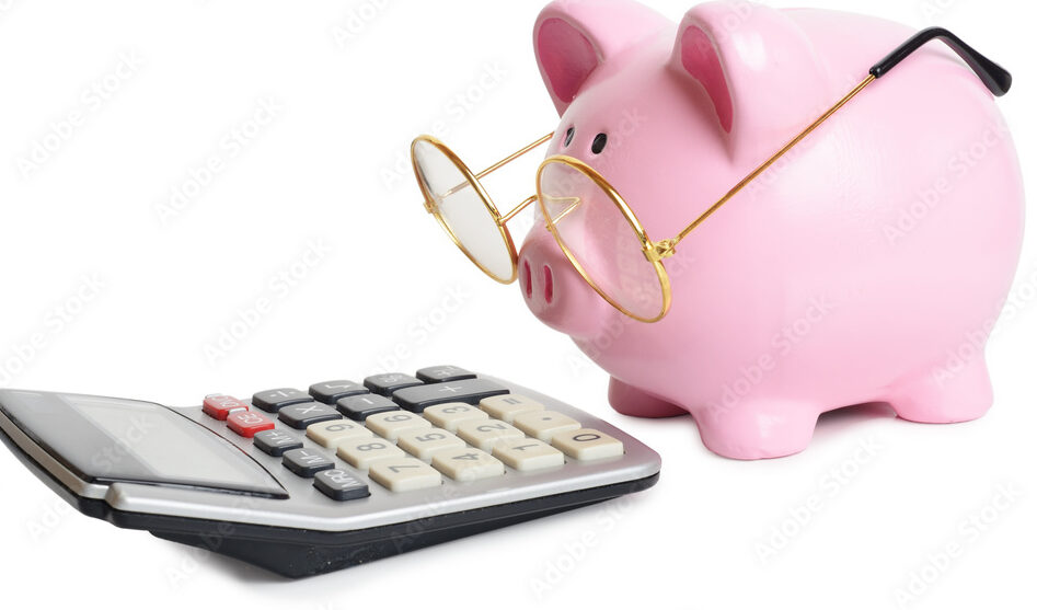 Piggybank and calculator