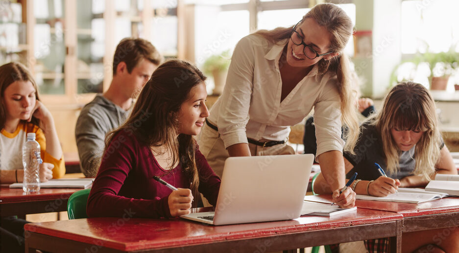 Teacher happy to help student