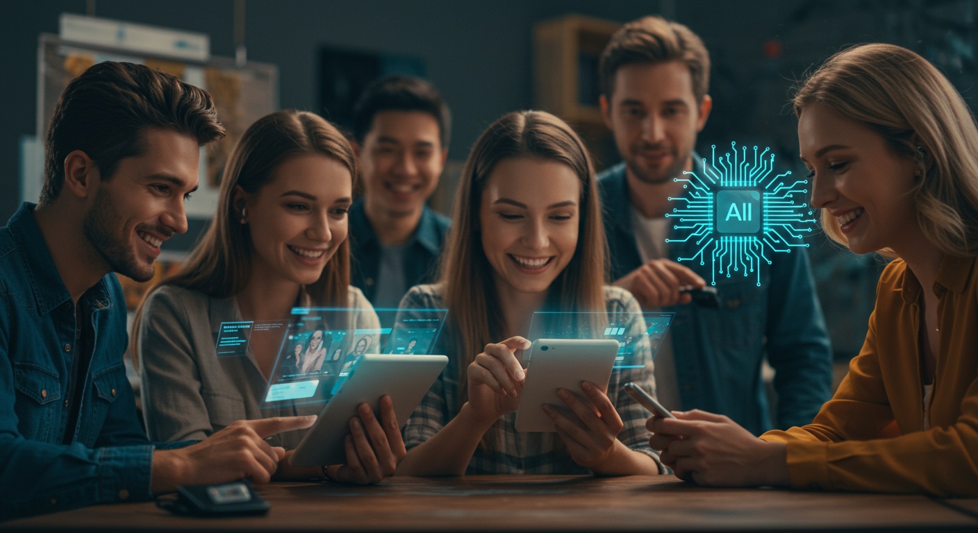 Captivate Your Audience Creating Engaging Content with AI Magic illustration