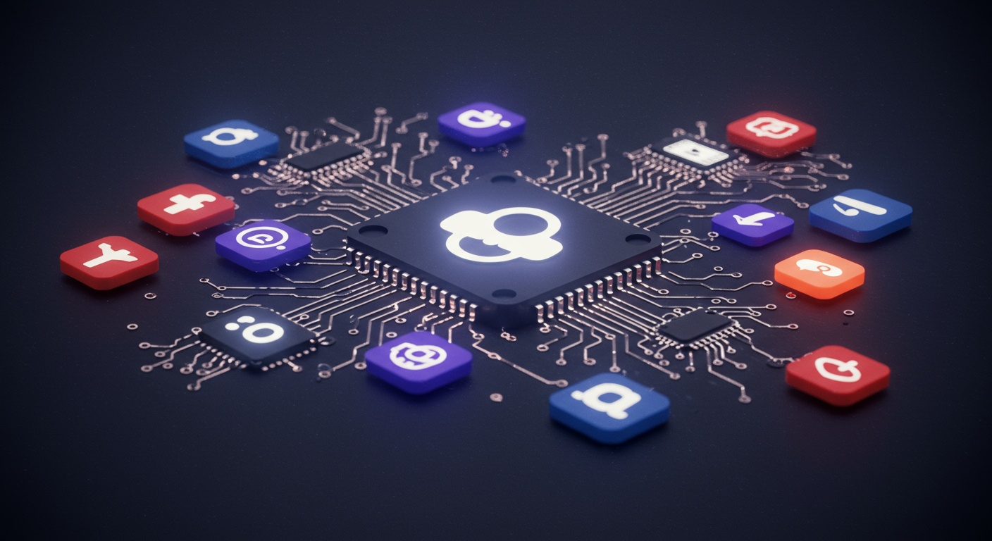 Social Media Domination Unleash the Power of AI for Marketing illustration