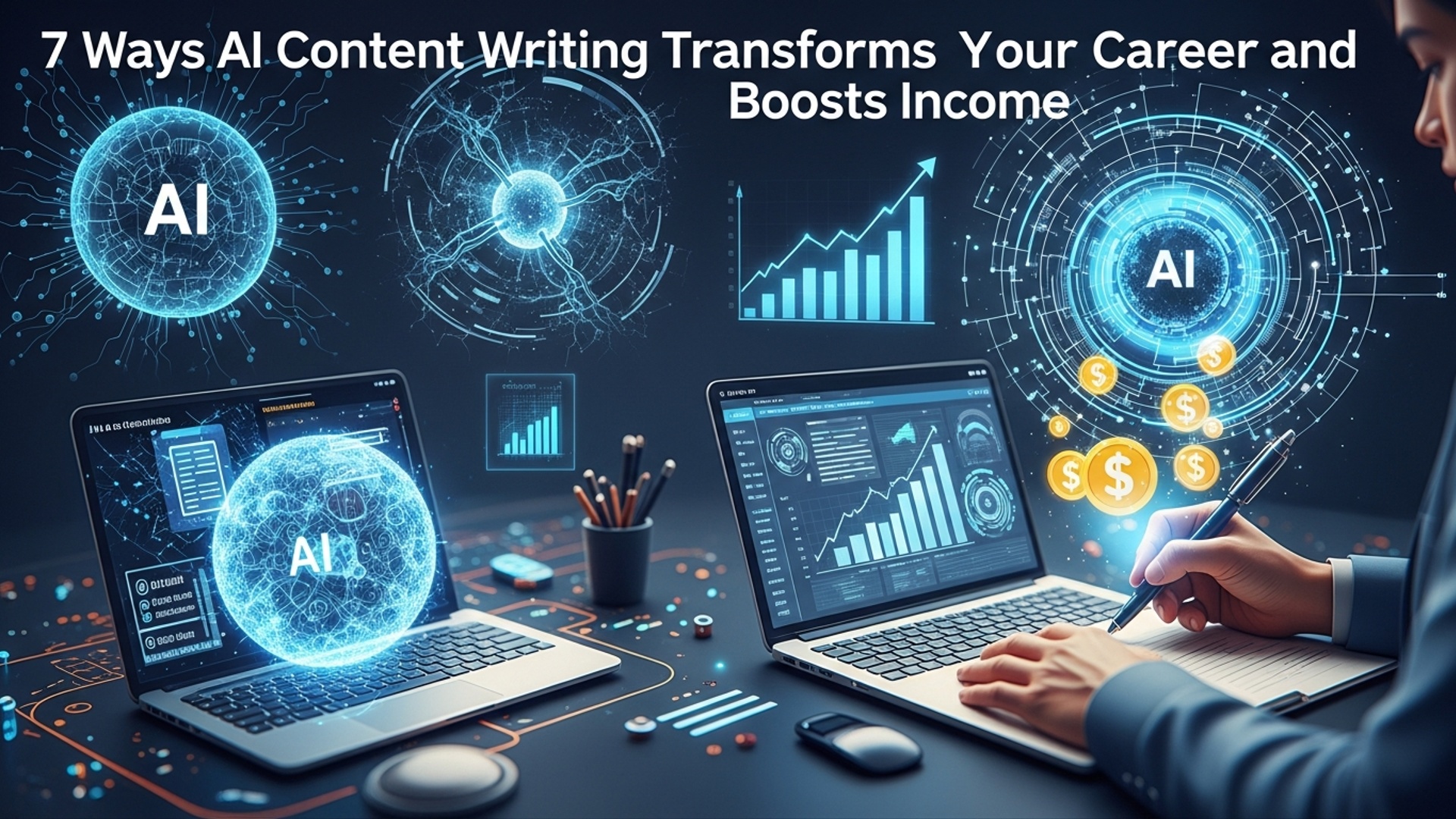 7 Ways AI Content Writing Transforms Your Career and Boosts Income illustration