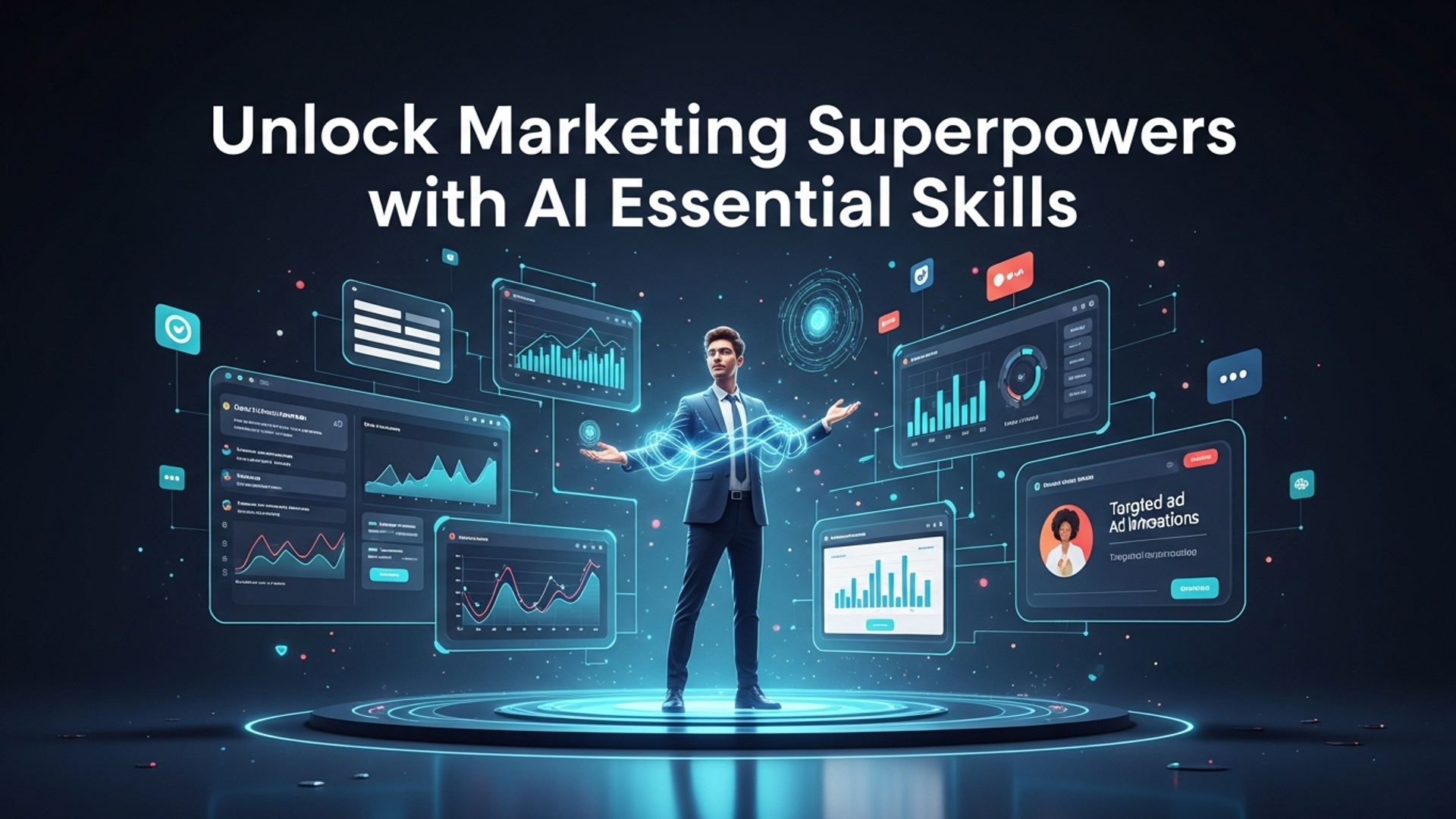Unlock Marketing Superpowers with AI Essential Skills illustration