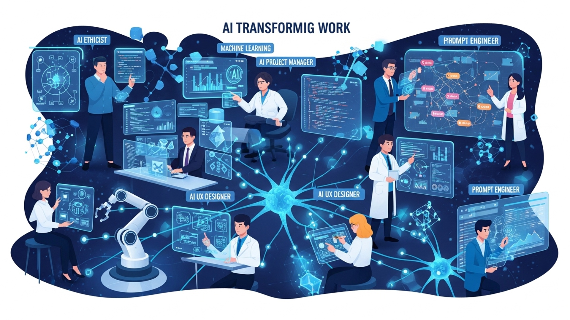 Unlock Your Future 7 Essential AI Roles Transforming Work illustration
